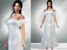 Ruffled OFF The Shoulder Maxi Dress DO055 for Sims 4