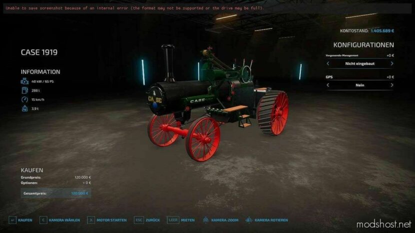 Case IH 1919 Steam Tractor Beta for Farming Simulator 22