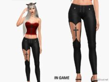 Sims 4 Bottoms Clothes Mod: Halloween 2023 – Raven Leather Pants (Image #2)