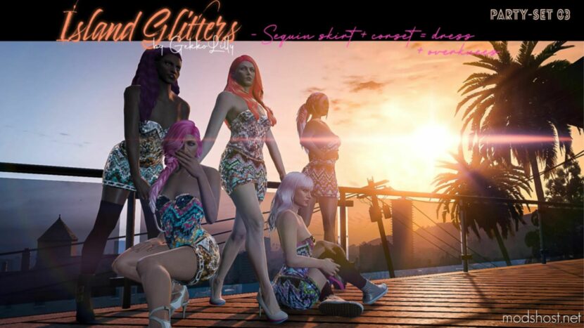 GTA 5 Player Mod: Island Glitters – Sequin Dresses (Skirt + Corset) For MP Female V2.0 (Featured)