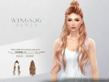 Wings-Es1022-Long Hair With Braids And Buns for Sims 4