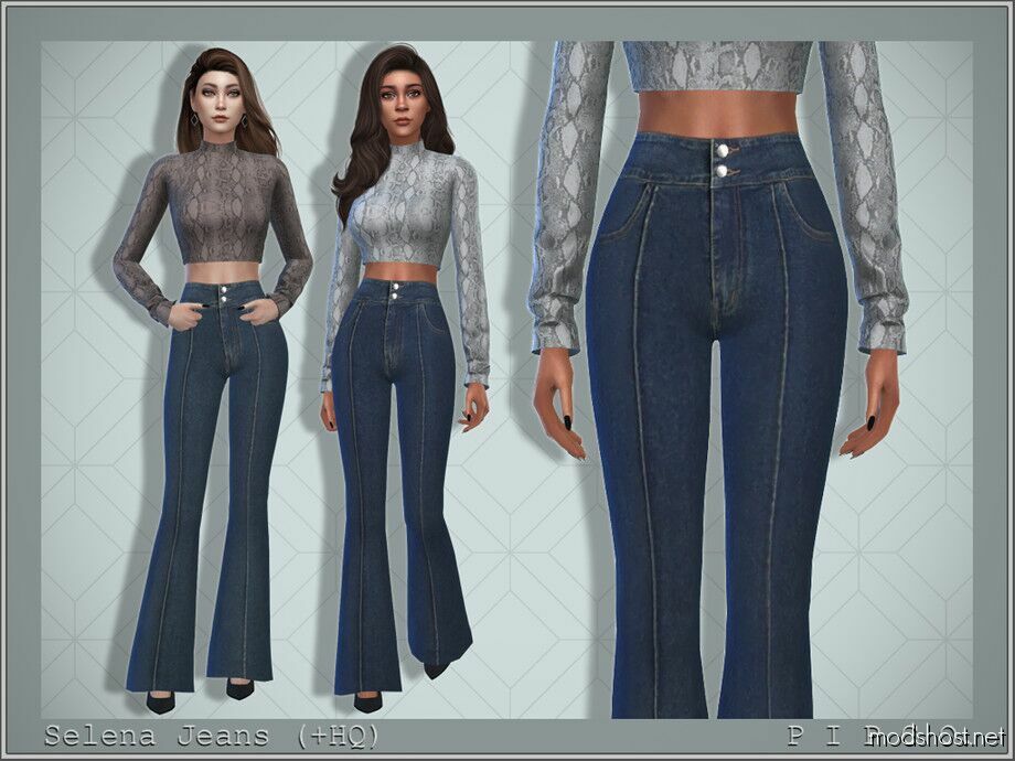 Selena Jeans (Flared). Sims 4 Clothes Mod - ModsHost