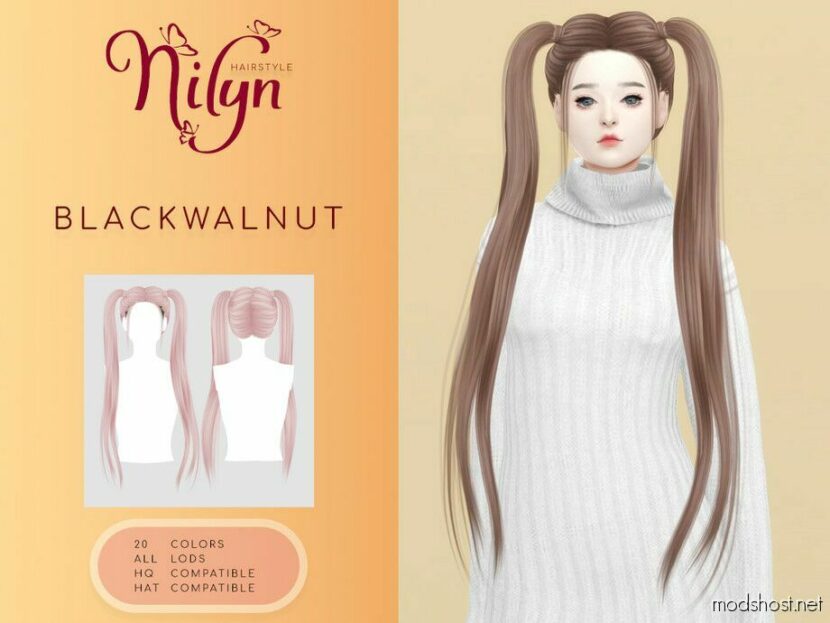 Black Walnut Hair for Sims 4