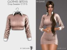 Sims 4 Female Clothes Mod: Crop Sweater & Mini Skirt SET315 (Image #2)