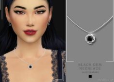Black Gemstone Necklace for Sims 4