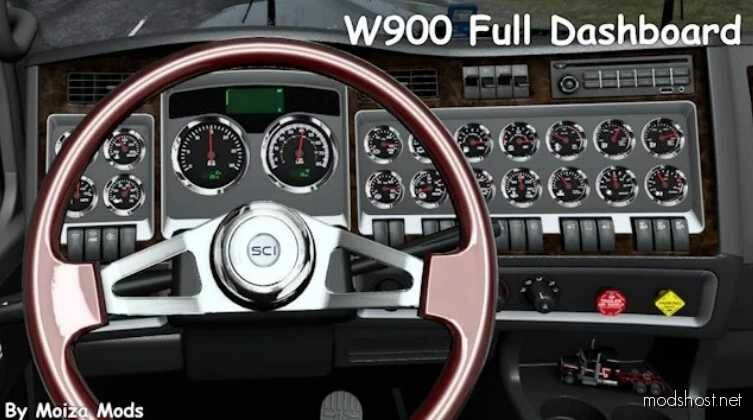 SCS Kenworth W900 Full Dashboard V0.6 for American Truck Simulator