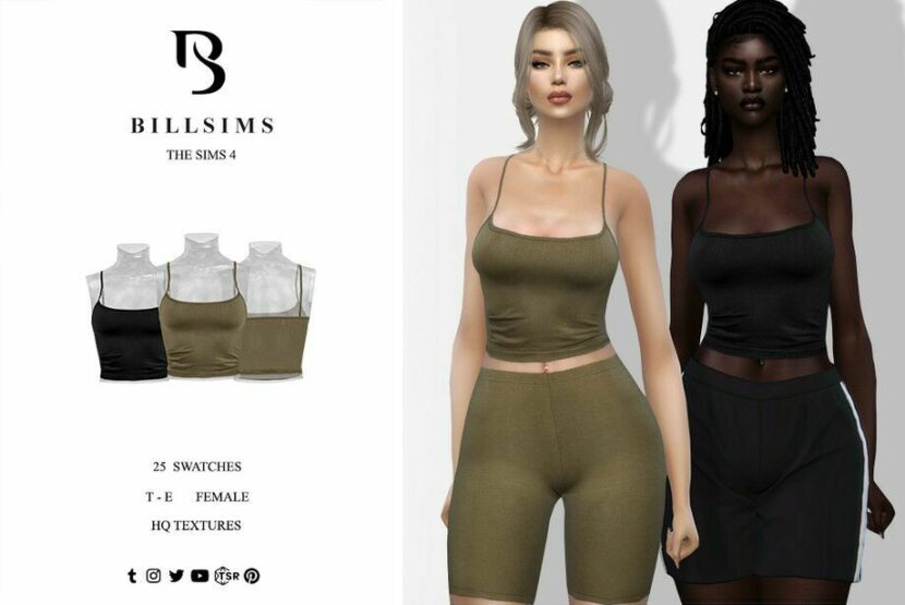 Seamless Basic GYM Cami TOP for Sims 4