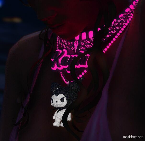 GTA 5 Player Mod: Kayla Kuromi Glow In The Dark Chain (Featured)