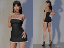 Sims 4 Female Clothes Mod: Ruffled Strapless Mini Dress DO095 (Image #2)