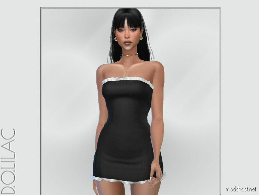 Ruffled Strapless Mini Dress DO095 for Sims 4
