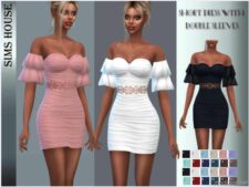 Short Dress With Double Sleeves for Sims 4