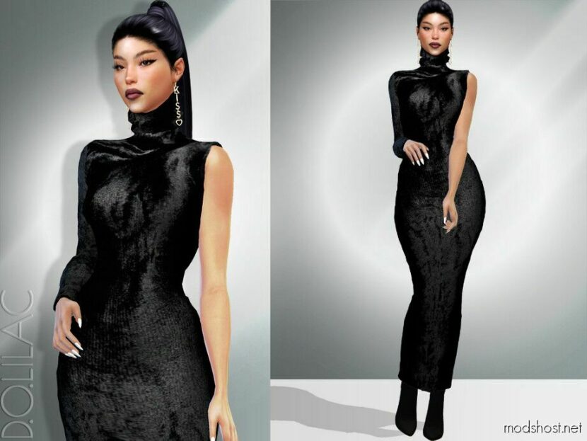 Asymmetric Long Dress DO046 for Sims 4