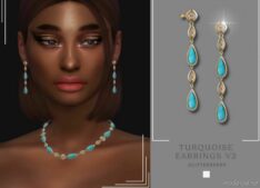 Turquoise Earrings V2 for Sims 4