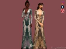 Embellished Long Dress for Sims 4