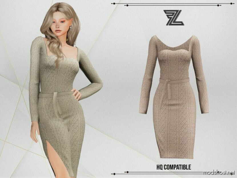 Gloria Wool Dress for Sims 4