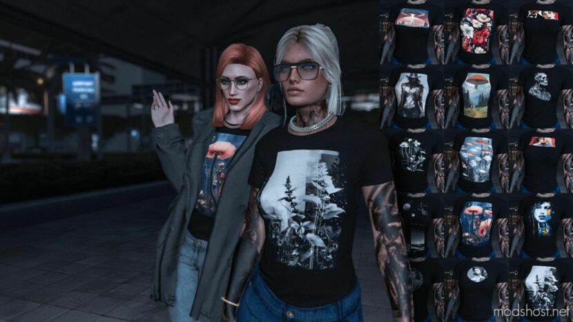 GTA 5 Player Mod: T-Shirt Print | Textures | For MP Female (Featured)