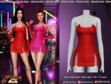 Sims 4 Teen Clothes Mod: Halloween 2023 – Devil Lady Dress (Image #2)