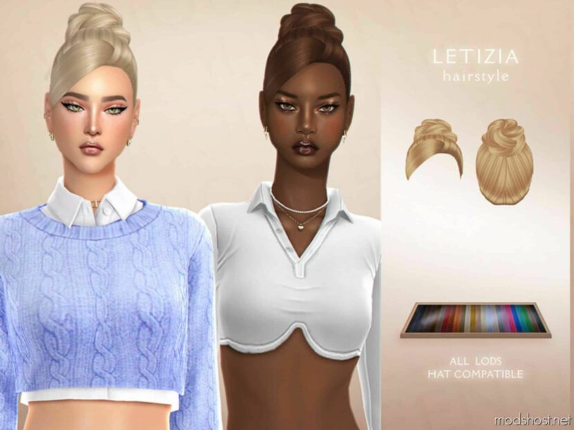 Letizia Hairstyle for Sims 4