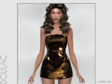 Leather Corset Mini Dress DO098 for Sims 4