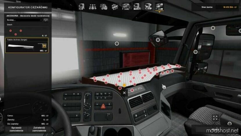 Table & Wind-Shield SET For Actros MP3 V1.23 [1.49] for Euro Truck Simulator 2