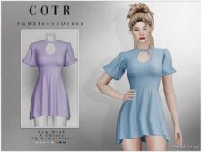 Puff Sleeve Dress D-291 for Sims 4
