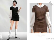 Sims 4 Female Clothes Mod: Patchwork Dress (Featured)