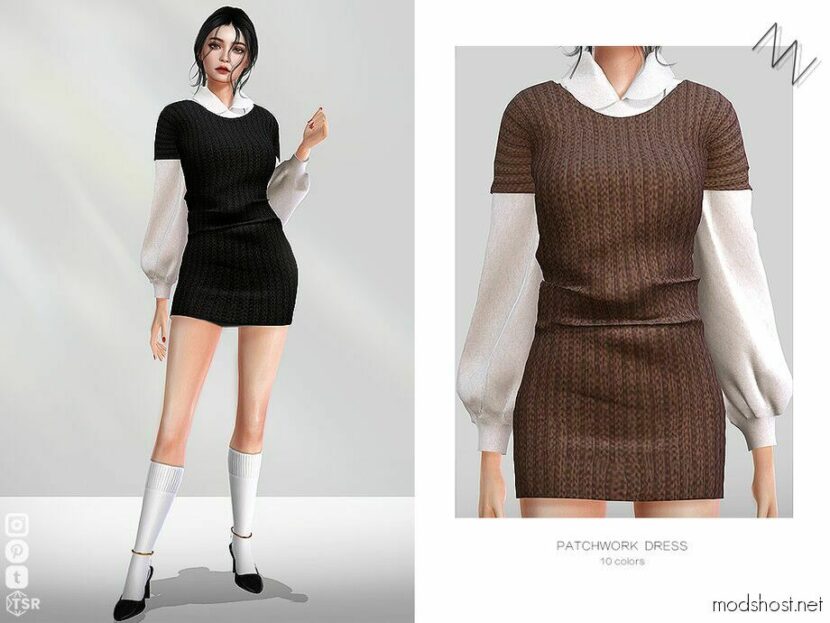 Patchwork Dress for Sims 4