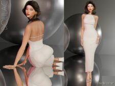 Backless Halter Dress DO0103 for Sims 4