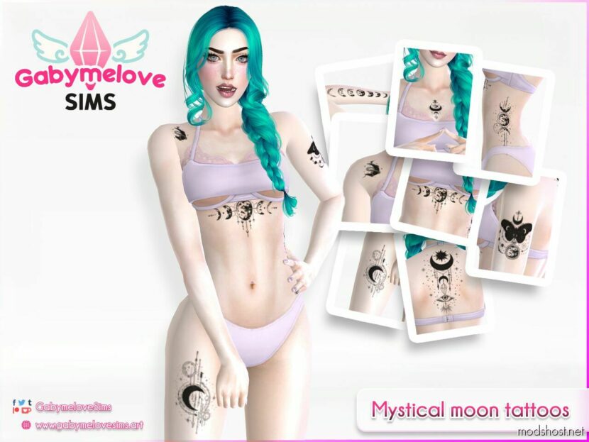 Mystical moon tattoos for Sims 4