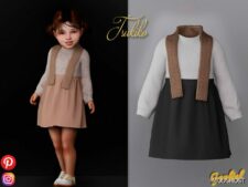 Tsukiko – Cute Fall Outfit with Scarf for Sims 4