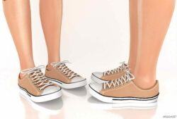 Lace-Up Linen Sneakers for Sims 4