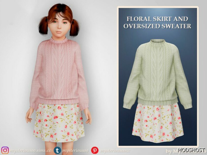 Floral Skirt AND Oversized Sweater for Sims 4
