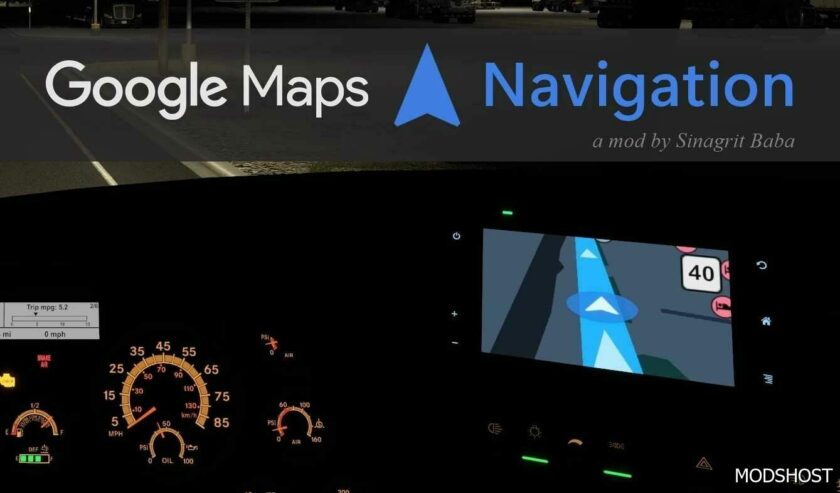 Google Maps Navigation Night Version V2.7 for American Truck Simulator