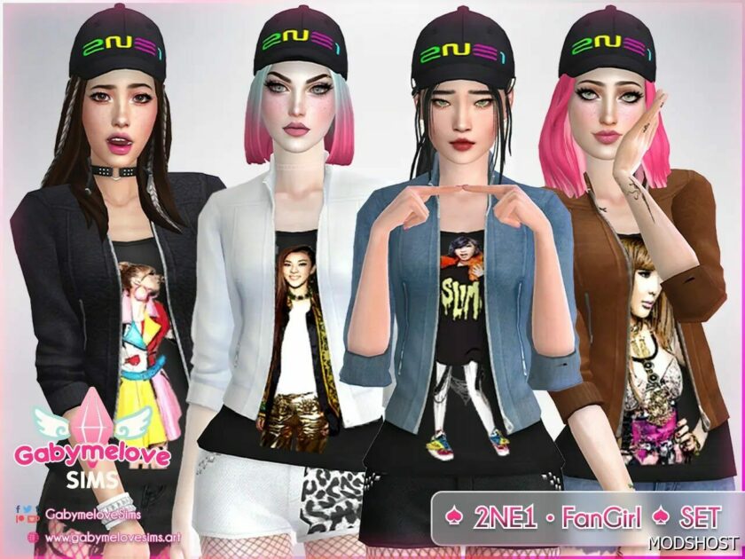 ♠ 2NE1 • FanGirl ♠ Clothes SET | Updated 2023 for Sims 4