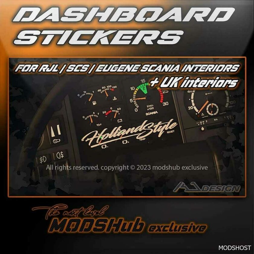 Dashboard Stickers for RJL Eugene SCS Scania [1.48] for Euro Truck Simulator 2