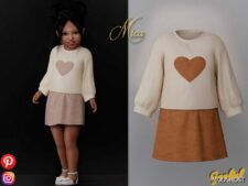 Mica – Cute Outfit with A Heart for Sims 4