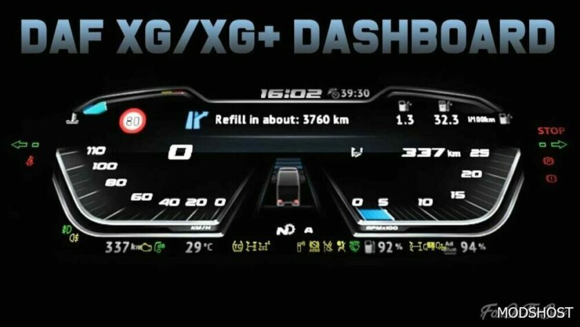 High Quality Dashboard – DAF 2021 XG & XG+ V2.5.1 for Euro Truck Simulator 2