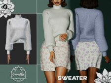 Sims 4 Female Clothes Mod: Sweater & Skirt – SET 356 (Image #2)