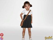 Sims 4 Dress Clothes Mod: Marcela – Cute Dress with Shoulder BAG (Image #2)