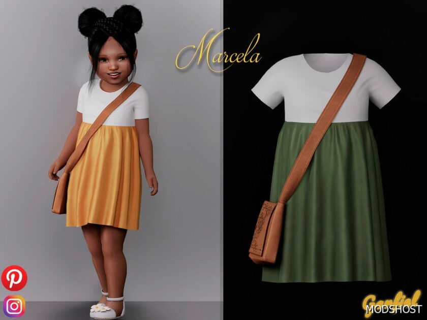 Marcela – Cute Dress with Shoulder BAG for Sims 4