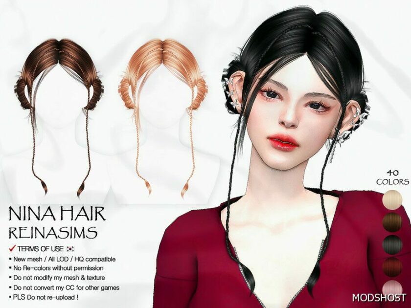 Nina Hair for Sims 4