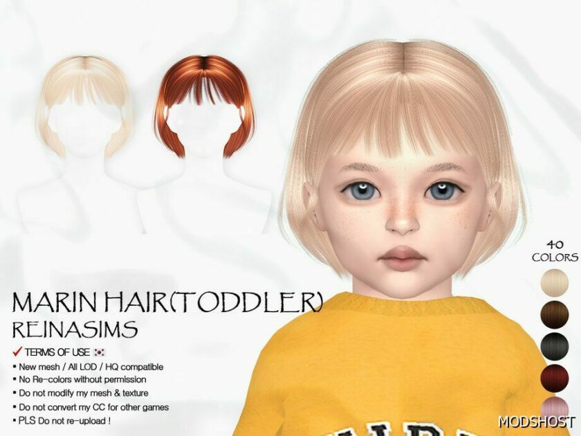Marin Hair (Toddler) for Sims 4