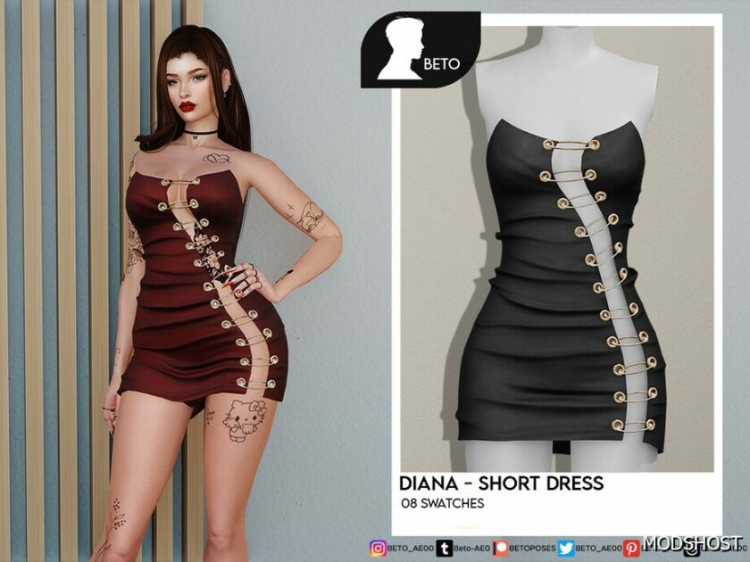 Diana (Dress V2) for Sims 4