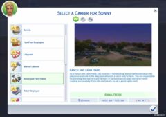 Ranch and Farm Hand Part-Time Career / Teen-Elder V1.2 for Sims 4