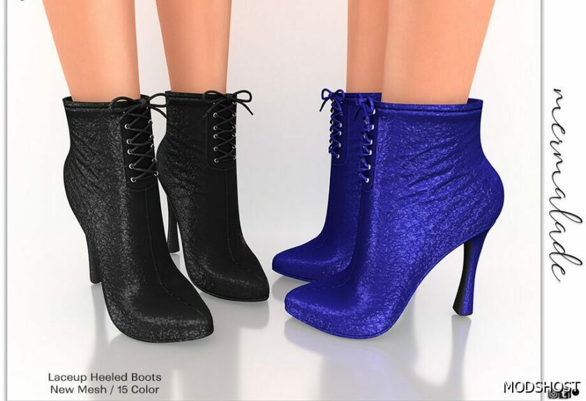 Laceup Heeled Boots S272 for Sims 4