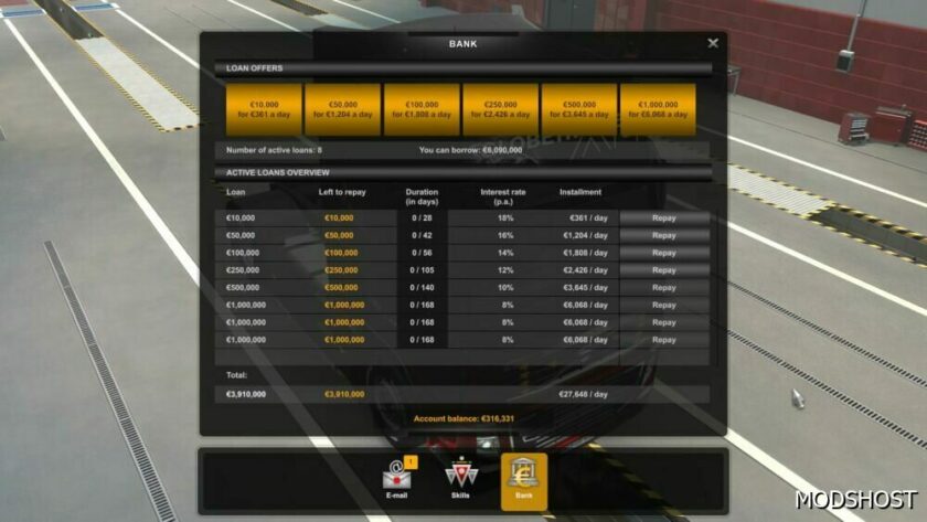 Improved Bank Loans [1.49] for Euro Truck Simulator 2