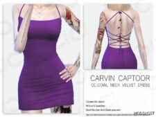 Sims 4 CC.Cowl Neck Velvet Dress mod