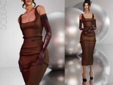 Sims 4 Midi Dress with Gloves mod