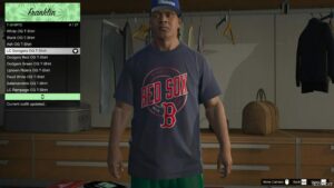 GTA 5 Player Mod: Four Boston Sports Teams T-Shirts + Patriots HAT for Franklin (Image #3)