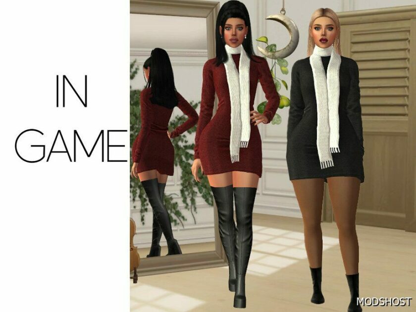 Sims 4 AVA – Dress with Scarf mod